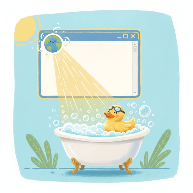 A browser window, a beam on a tub — the public Web, pegs tub (19) and beam (93) for 1993.