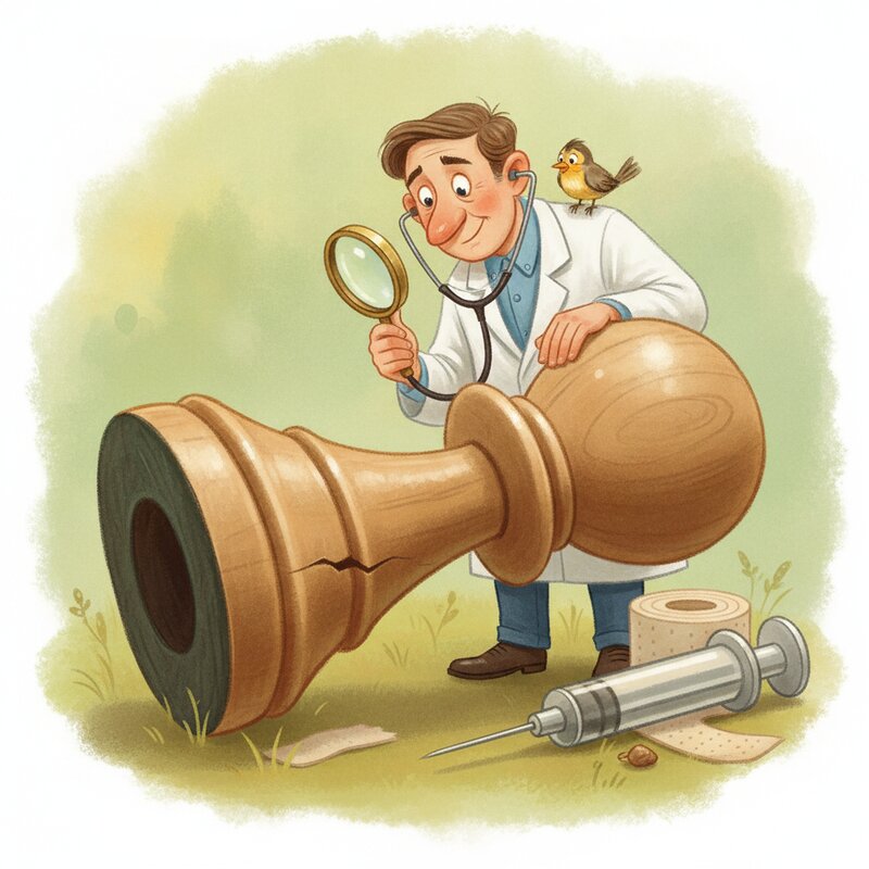 A chess pawn examined by a vet — the pegs vet (81) and pawn (92) for 8192.