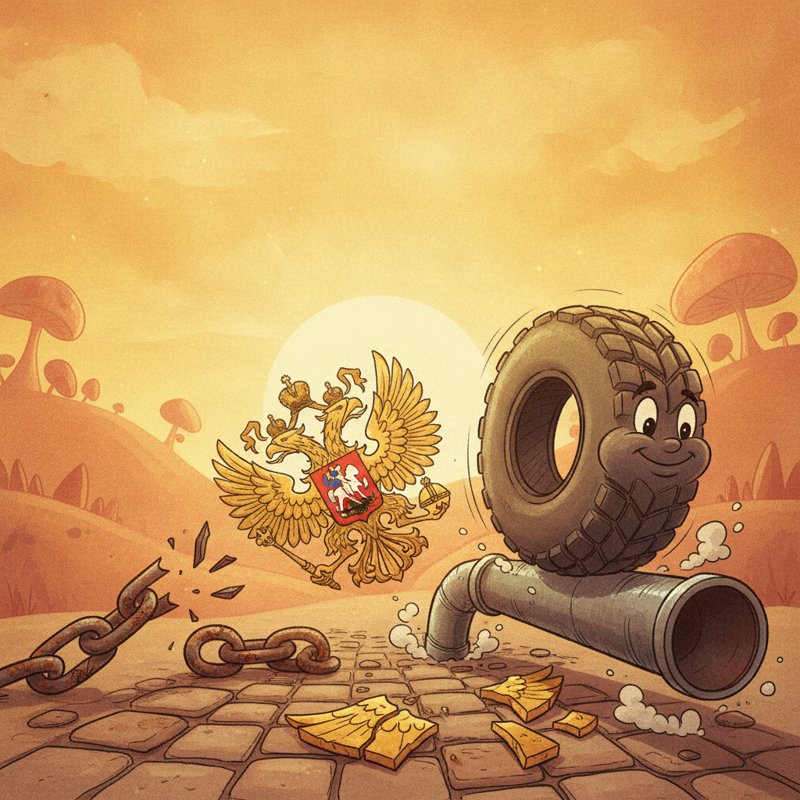 A broken chain and cracked eagle, a tire on a pipe — independence 1499, pegs tire (14) and pipe (99).